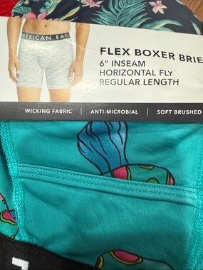 American Eagle Outfitters Men’s Teal Boxer Briefs with Multicolor Fish Print